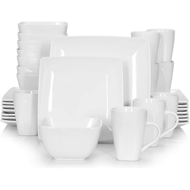 32Pc Black White Round Square Dinner Set Service Tea Porcelain Modern Crockery 32Pc Black White Round Square Dinner Set Service Tea Porcelain Modern Crockery